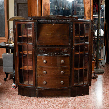 credenza vetrina a ribalta inglese