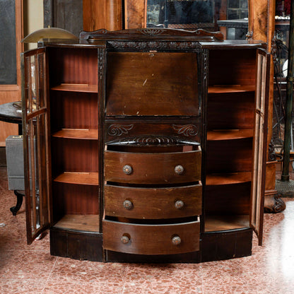 credenza vetrina a ribalta inglese