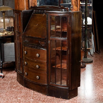 credenza vetrina a ribalta inglese