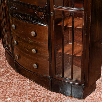 credenza vetrina a ribalta inglese