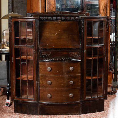 credenza vetrina a ribalta inglese