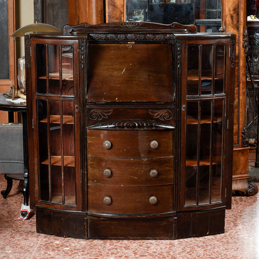 credenza vetrina a ribalta inglese