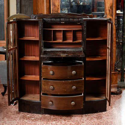 credenza vetrina a ribalta inglese