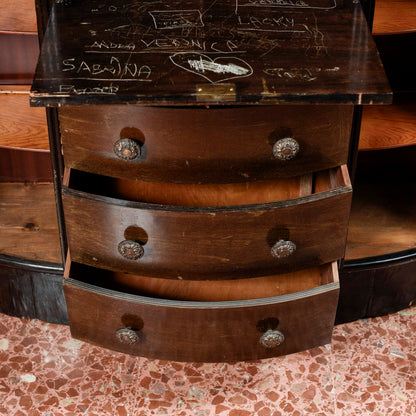 credenza vetrina a ribalta inglese