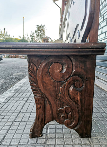 Panca in legno e piedi a zampa leone  In legno massello Italia 1950