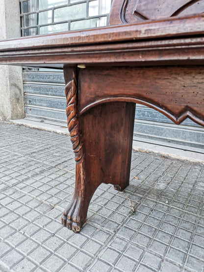Panca in legno e piedi a zampa leone  In legno massello Italia 1950