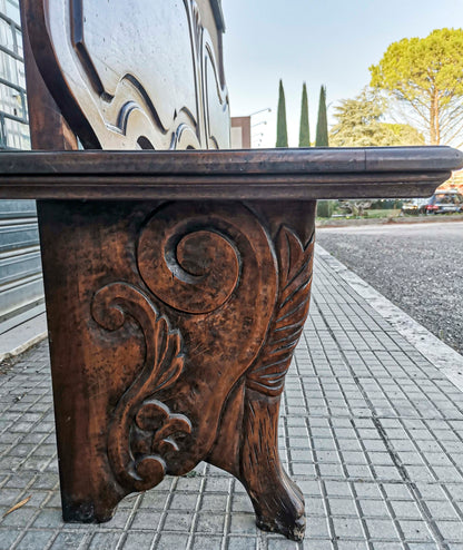 Panca in legno e piedi a zampa leone  In legno massello Italia 1950