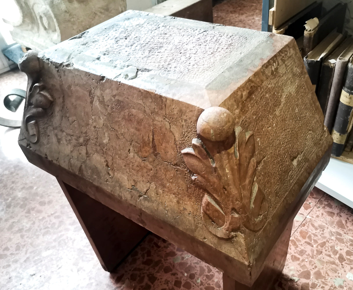 Capitello cuscino mensola base in pietra in marmo rosa