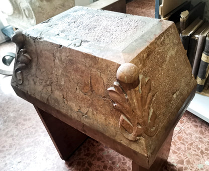 Capitello cuscino mensola base in pietra in marmo rosa