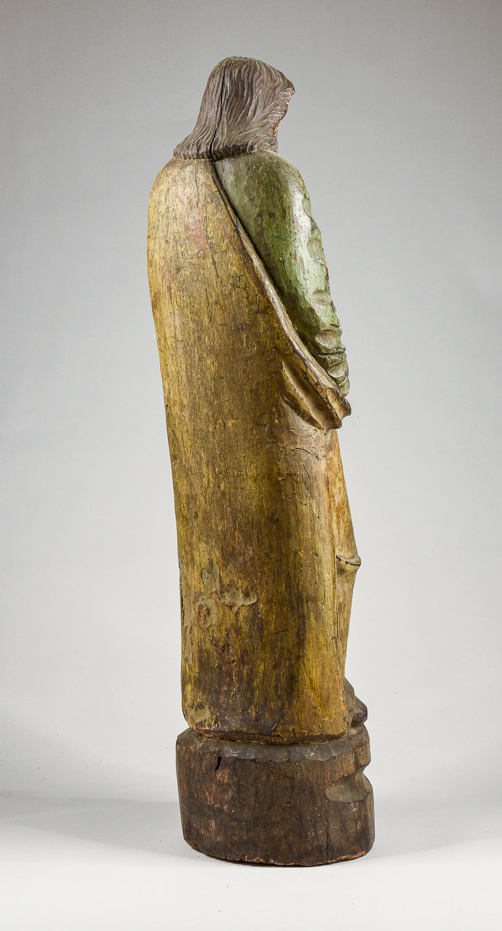 Statua scultura in legno di Cesù Cristo con in mano una piuma per scrivere epoca 1700