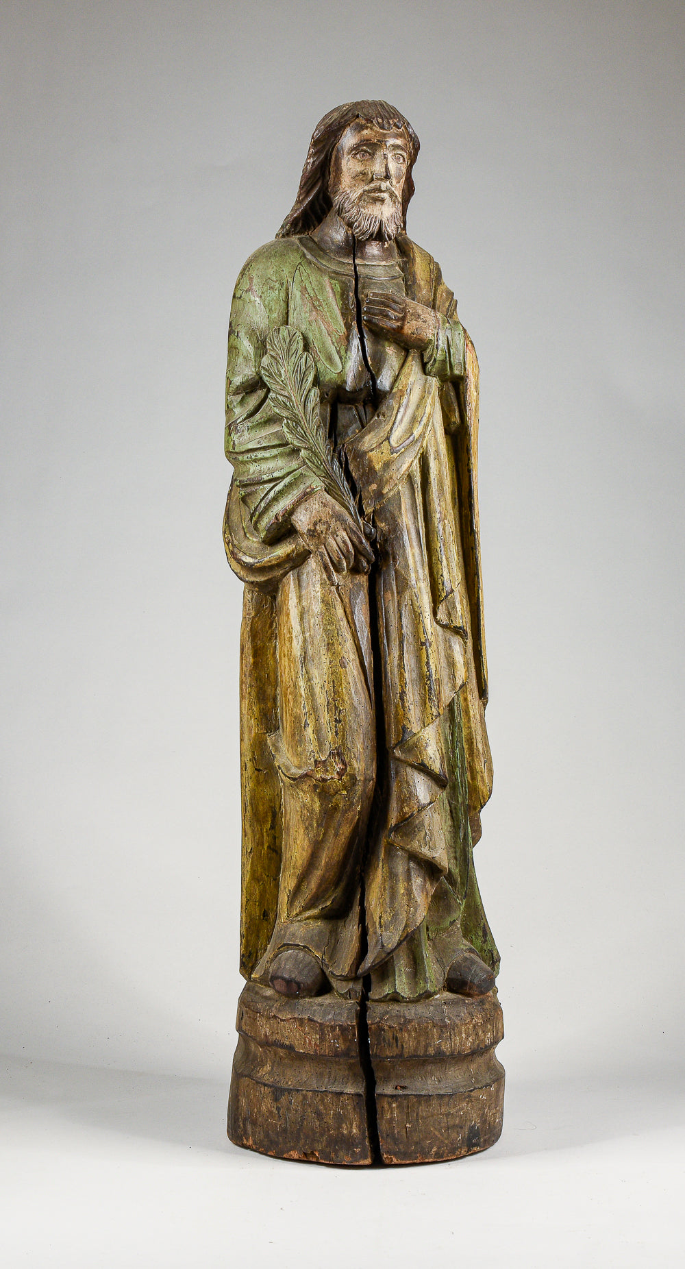 Statua scultura in legno di Cesù Cristo con in mano una piuma per scrivere epoca 1700