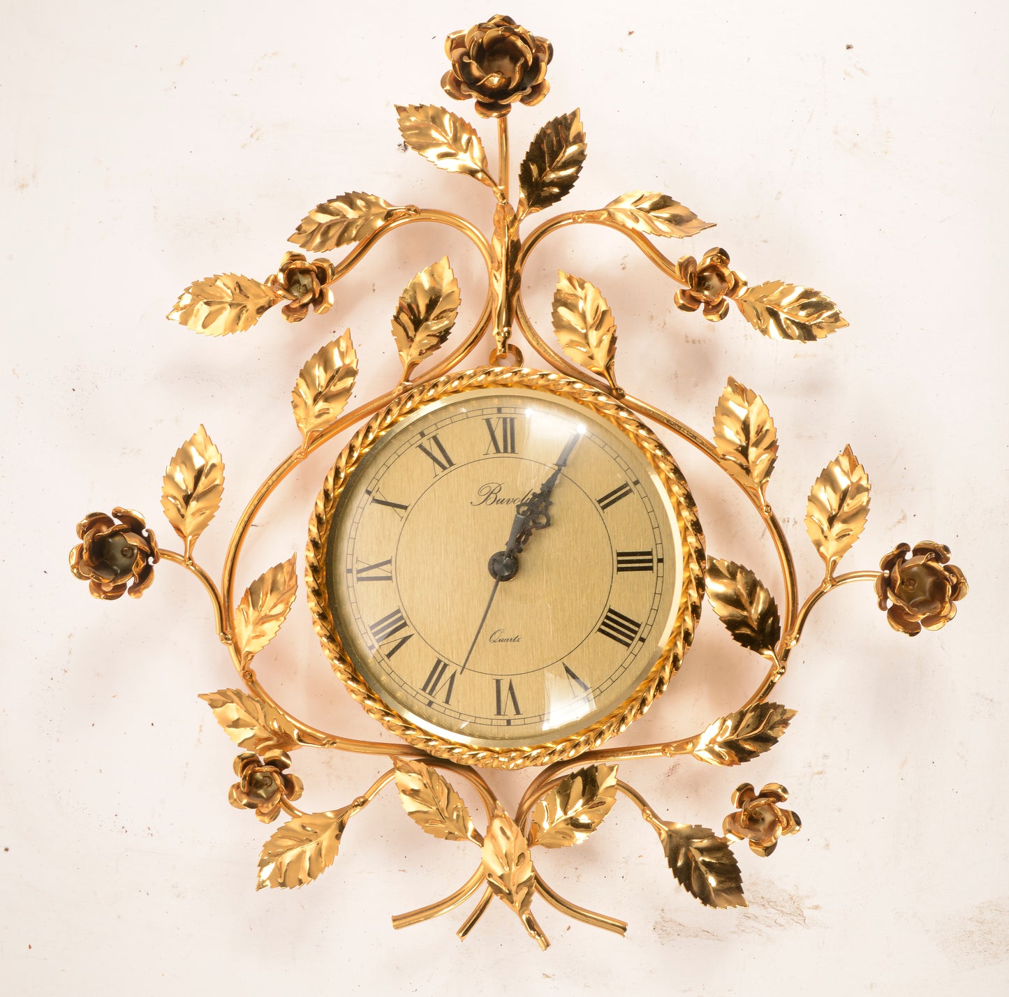 Orologio da parete Buvoli al Quarzo  in ottone con decori floreali