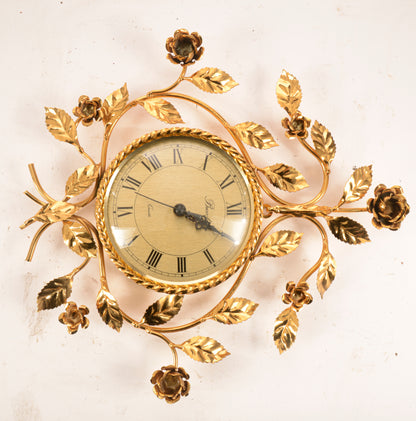 Orologio da parete Buvoli al Quarzo  in ottone con decori floreali