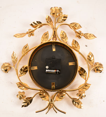 Orologio da parete Buvoli al Quarzo  in ottone con decori floreali