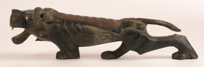 Statua scultura di leone in legno nero