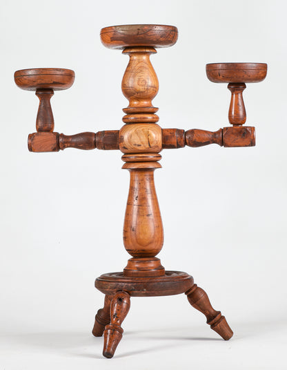 TRESPOLO PORTA CANDELE IN LEGNO EPOCA 900 ITALIA