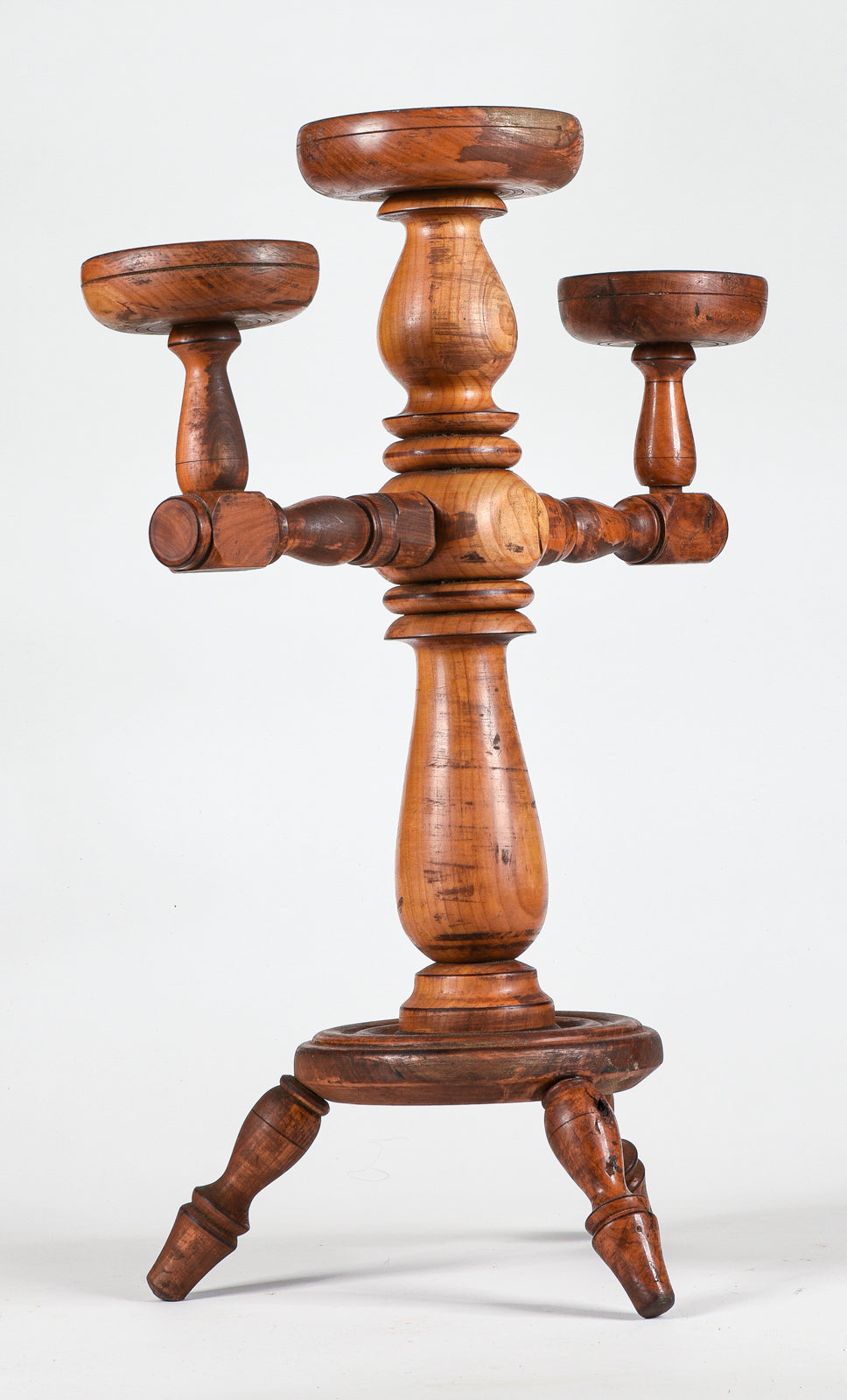 TRESPOLO PORTA CANDELE IN LEGNO EPOCA 900 ITALIA