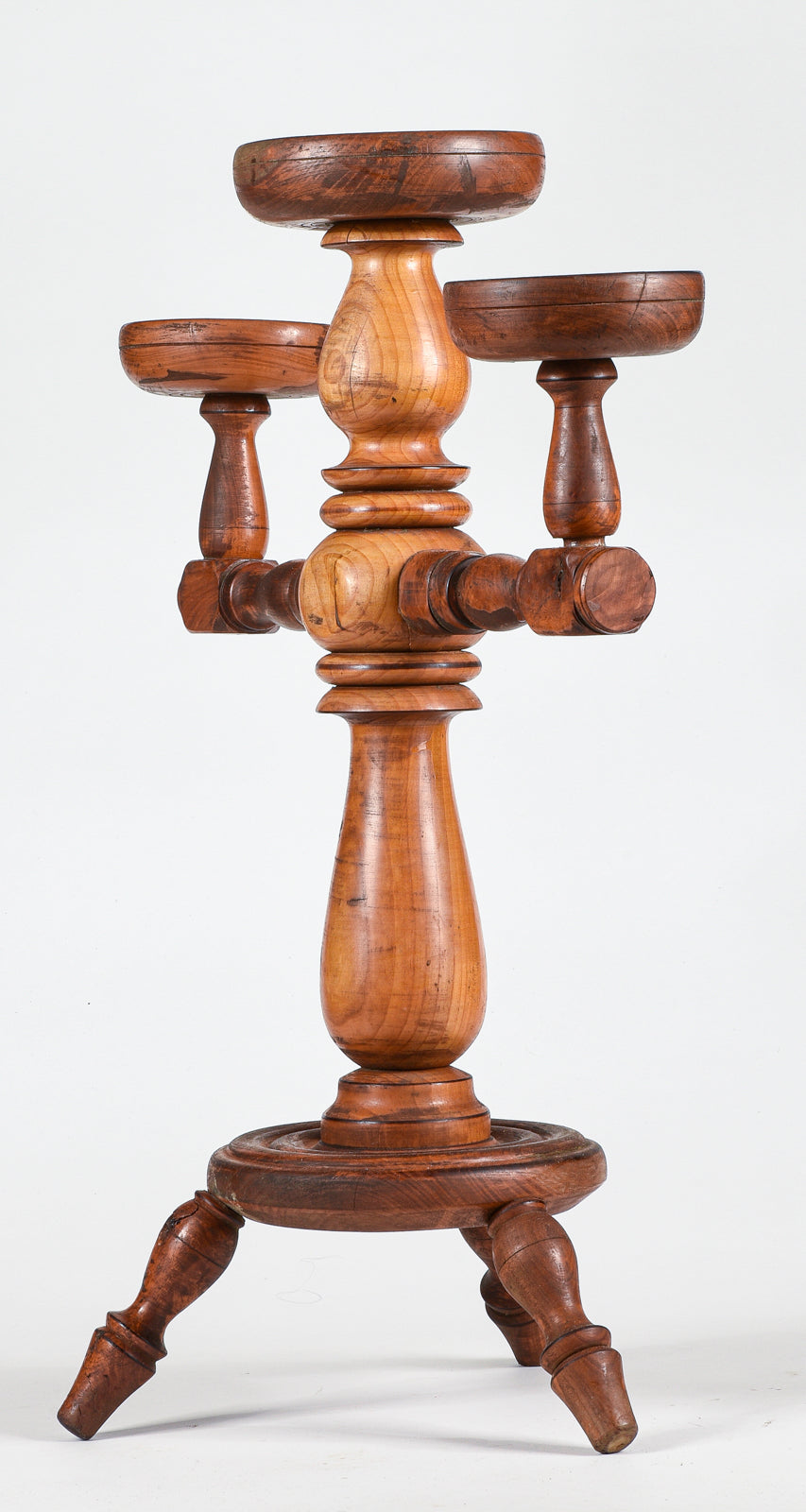 TRESPOLO PORTA CANDELE IN LEGNO EPOCA 900 ITALIA