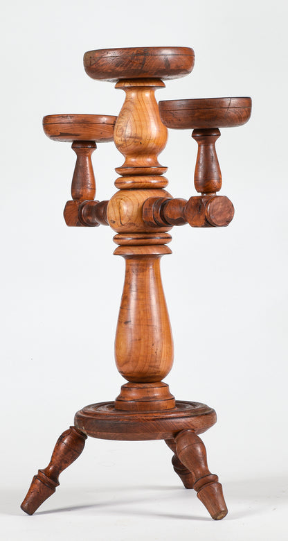 TRESPOLO PORTA CANDELE IN LEGNO EPOCA 900 ITALIA