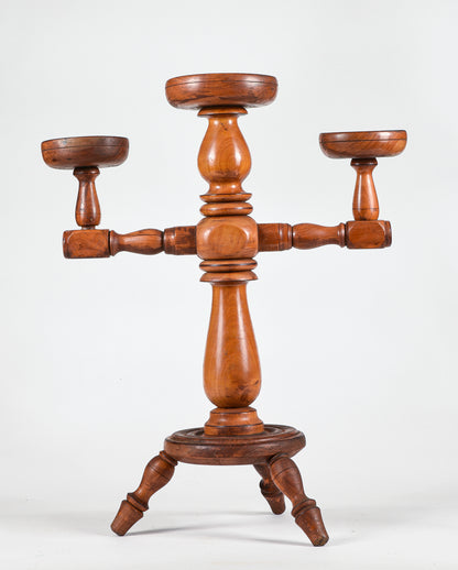 TRESPOLO PORTA CANDELE IN LEGNO EPOCA 900 ITALIA