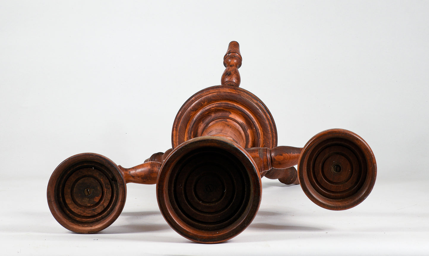 TRESPOLO PORTA CANDELE IN LEGNO EPOCA 900 ITALIA