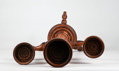 TRESPOLO PORTA CANDELE IN LEGNO EPOCA 900 ITALIA