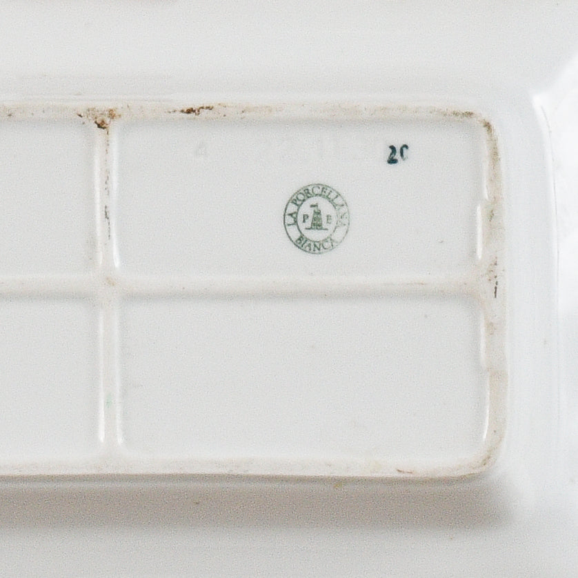 piatto rettangolare in ceramica con bordino oro rovinato