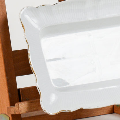 piatto rettangolare in ceramica con bordino oro rovinato