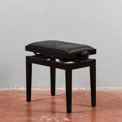 Sgabello da pianoforte laccato nero con seduta regolabile  Italia 1990