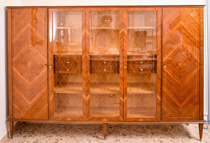 LIBRERIA  DA STUDIO, INTARSIATA A ROMBO, STILE PAOLO BUFFA  ITALIA 1950-60