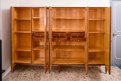 LIBRERIA  DA STUDIO, INTARSIATA A ROMBO, STILE PAOLO BUFFA  ITALIA 1950-60