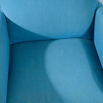 Coppia di poltrone anni 60 base metallo e stoffa azzurre