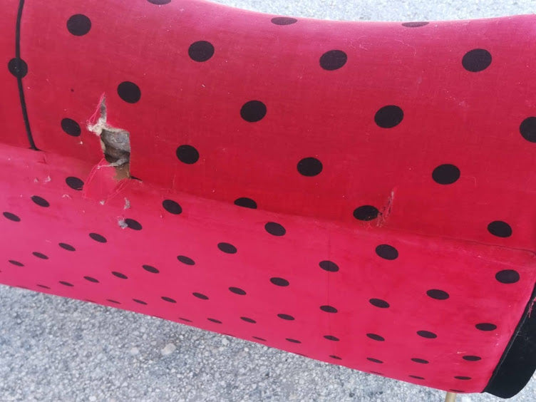 Divano a due posti a pois coccinella anni 50