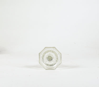 Porta candele in vetro inciso molato Italia 1980