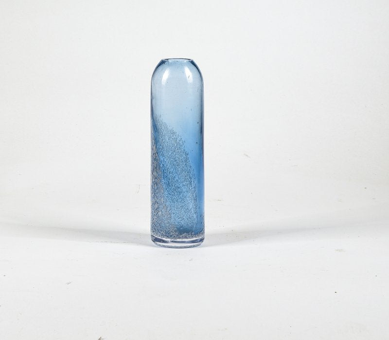 Vaso Art Deco in vetro di Murano soffiato blu, Italia, anni '20