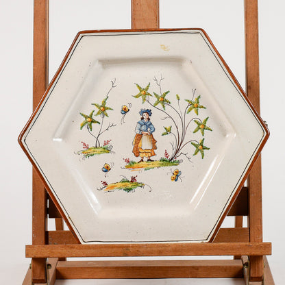 piatto esagonali in ceramica con farfalline dolci