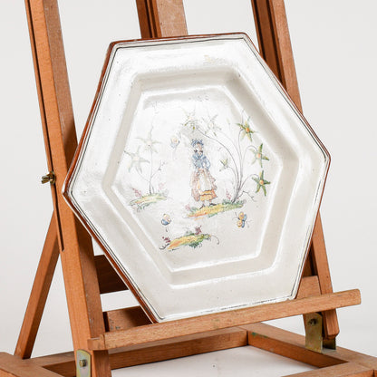 piatto esagonali in ceramica con farfalline dolci