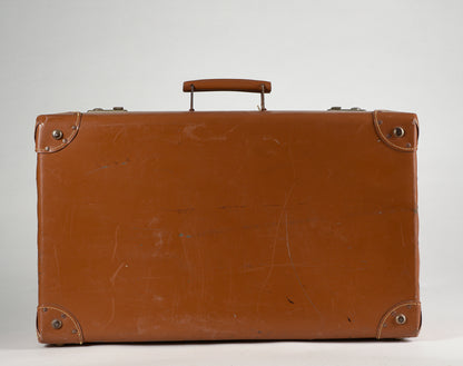Valigia da viaggio in cartone marrone grande Italia 1950/60