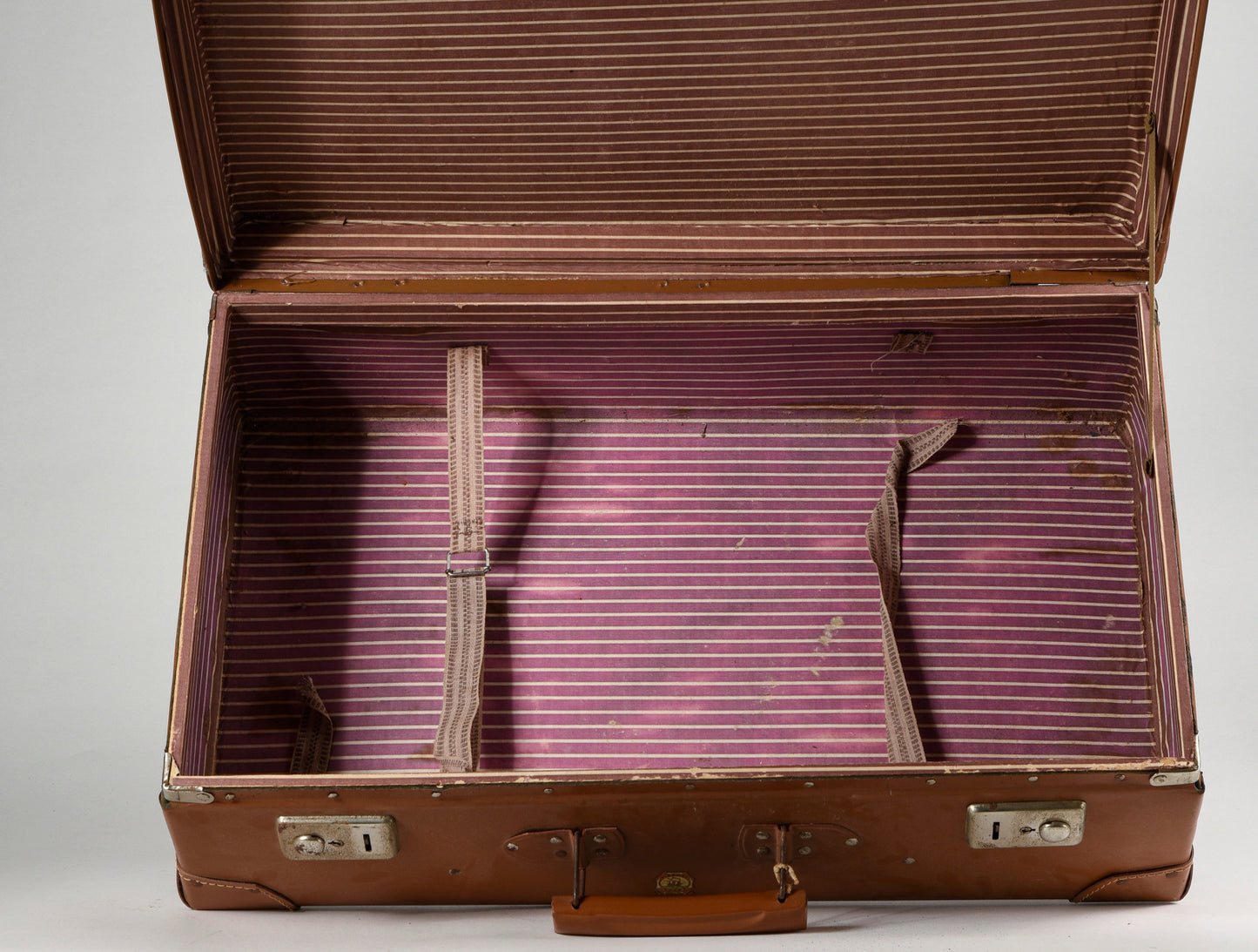 Valigia da viaggio in cartone marrone grande Italia 1950/60