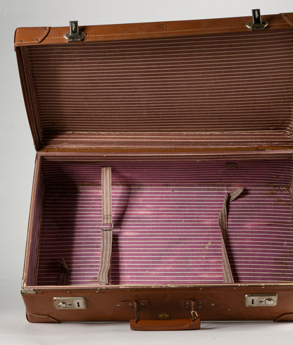 Valigia da viaggio in cartone marrone grande Italia 1950/60