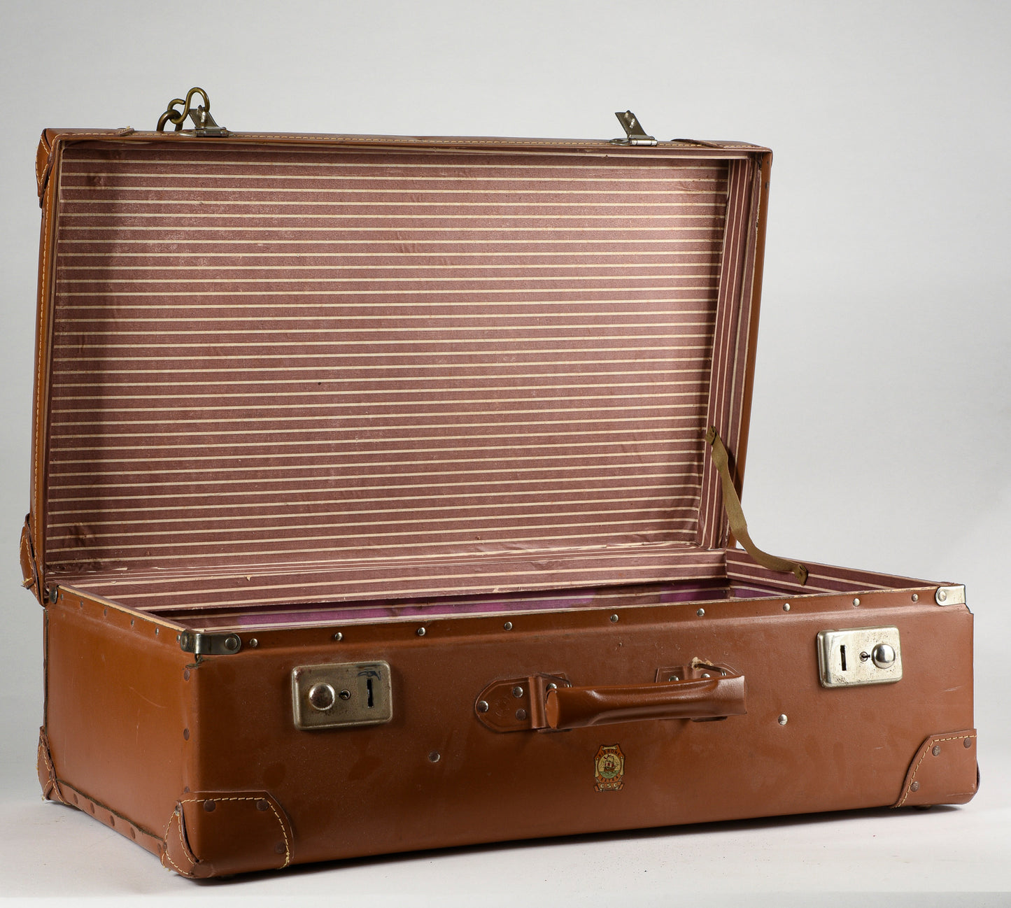 Valigia da viaggio in cartone marrone grande Italia 1950/60