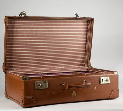 Valigia da viaggio in cartone marrone grande Italia 1950/60