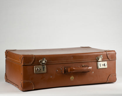 Valigia da viaggio in cartone marrone grande Italia 1950/60