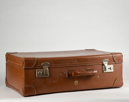 Valigia da viaggio in cartone marrone grande Italia 1950/60