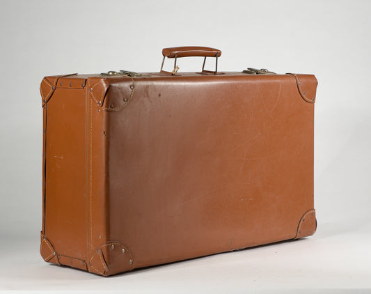 Valigia da viaggio in cartone marrone grande Italia 1950/60