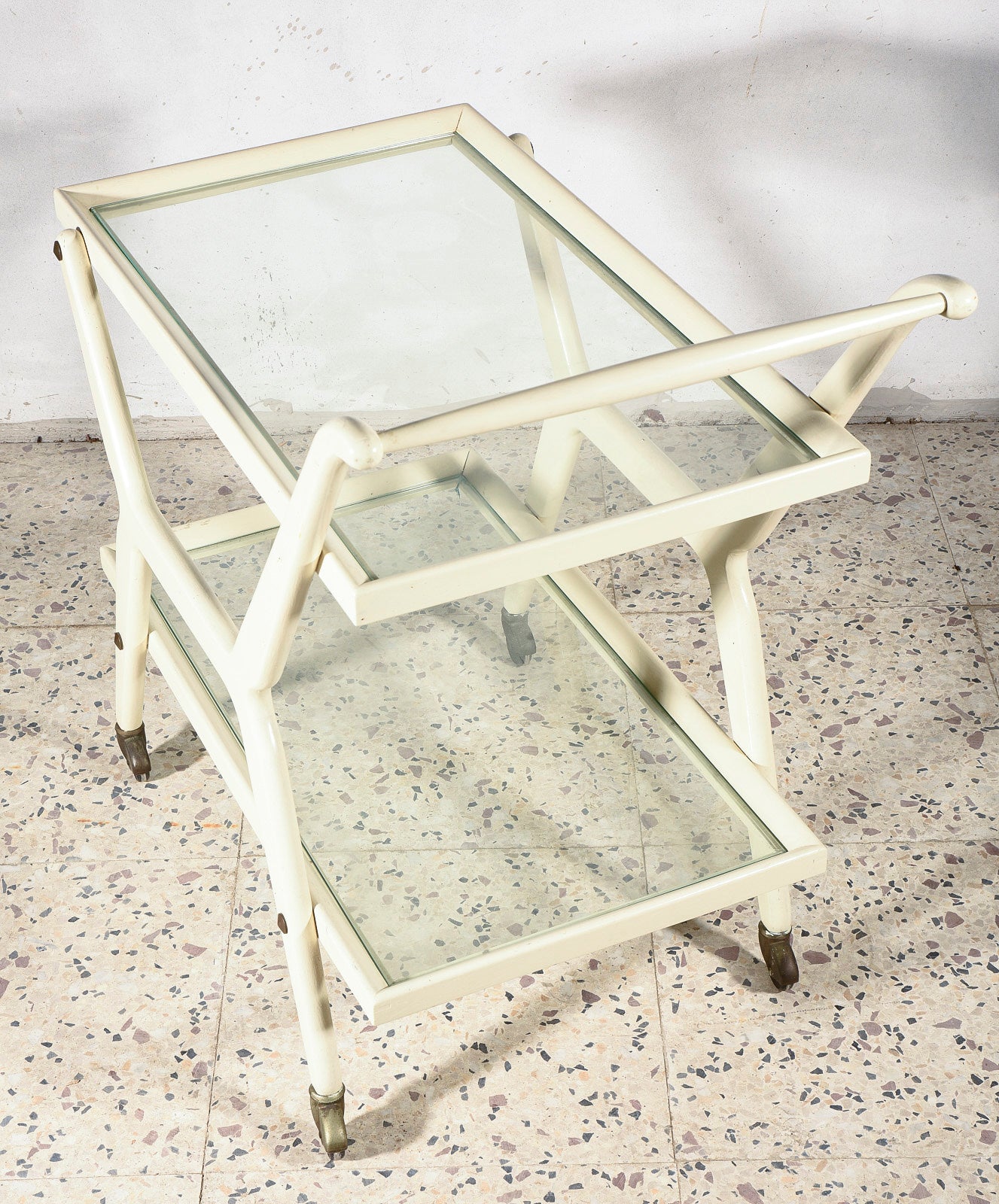 Carrello portavivande in legno laccato bianco Italia 1970