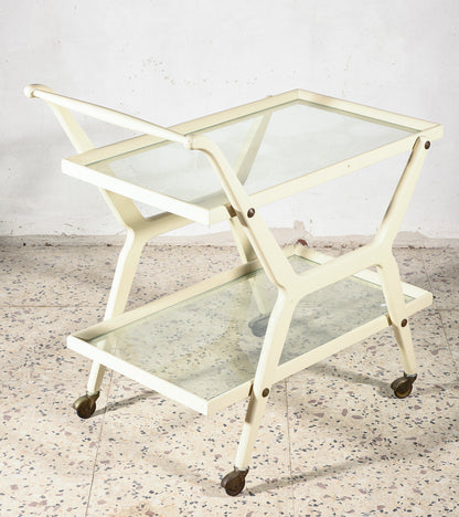 Carrello portavivande in legno laccato bianco Italia 1970