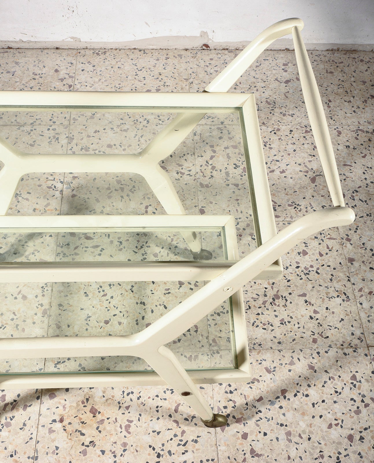Carrello portavivande in legno laccato bianco Italia 1970
