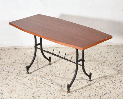 Tavolino da salotto in legno e ferro Italia 1960