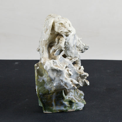Statua cane in ceramica  art decò  con orologio Italia primo 1900